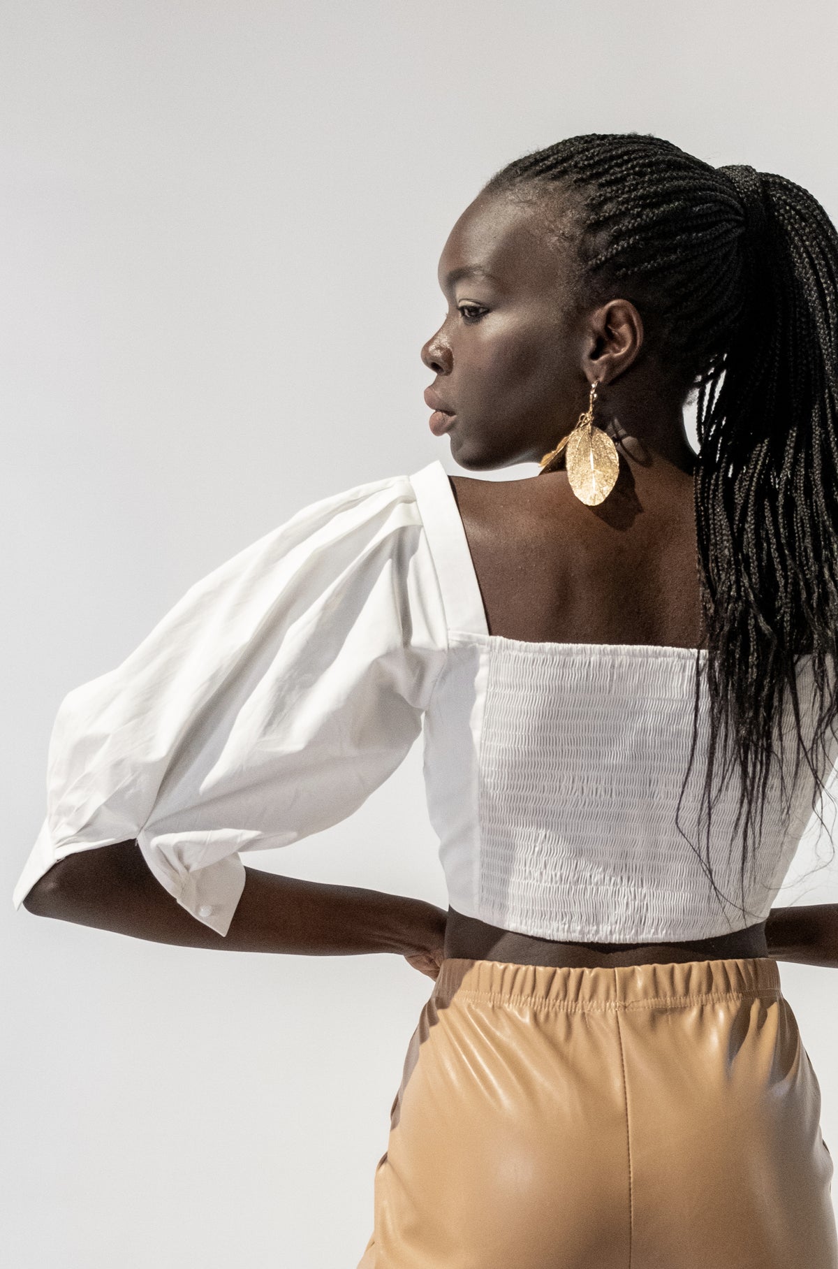 Cropped Sweetheart Neckline Blouse