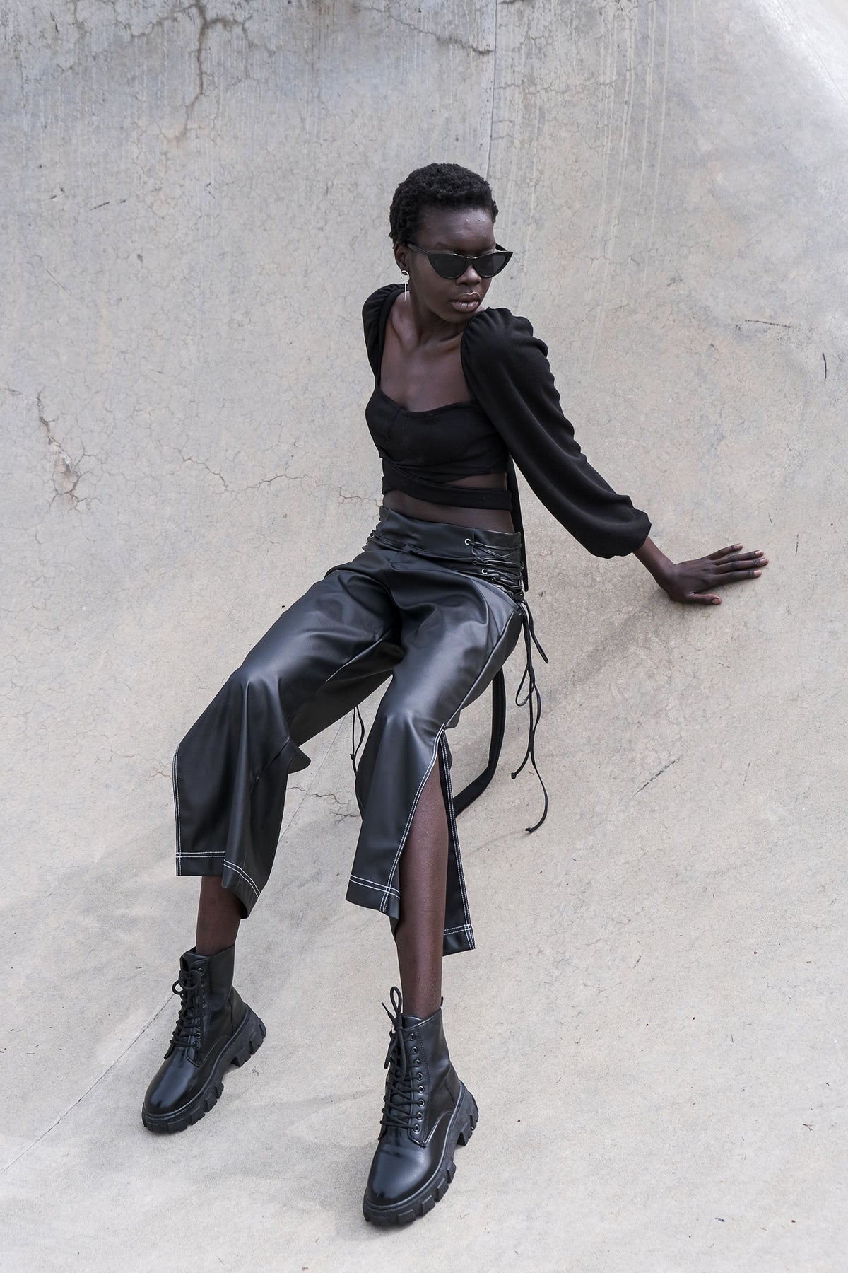 Sustainable High-rise Vegan Leather Pants