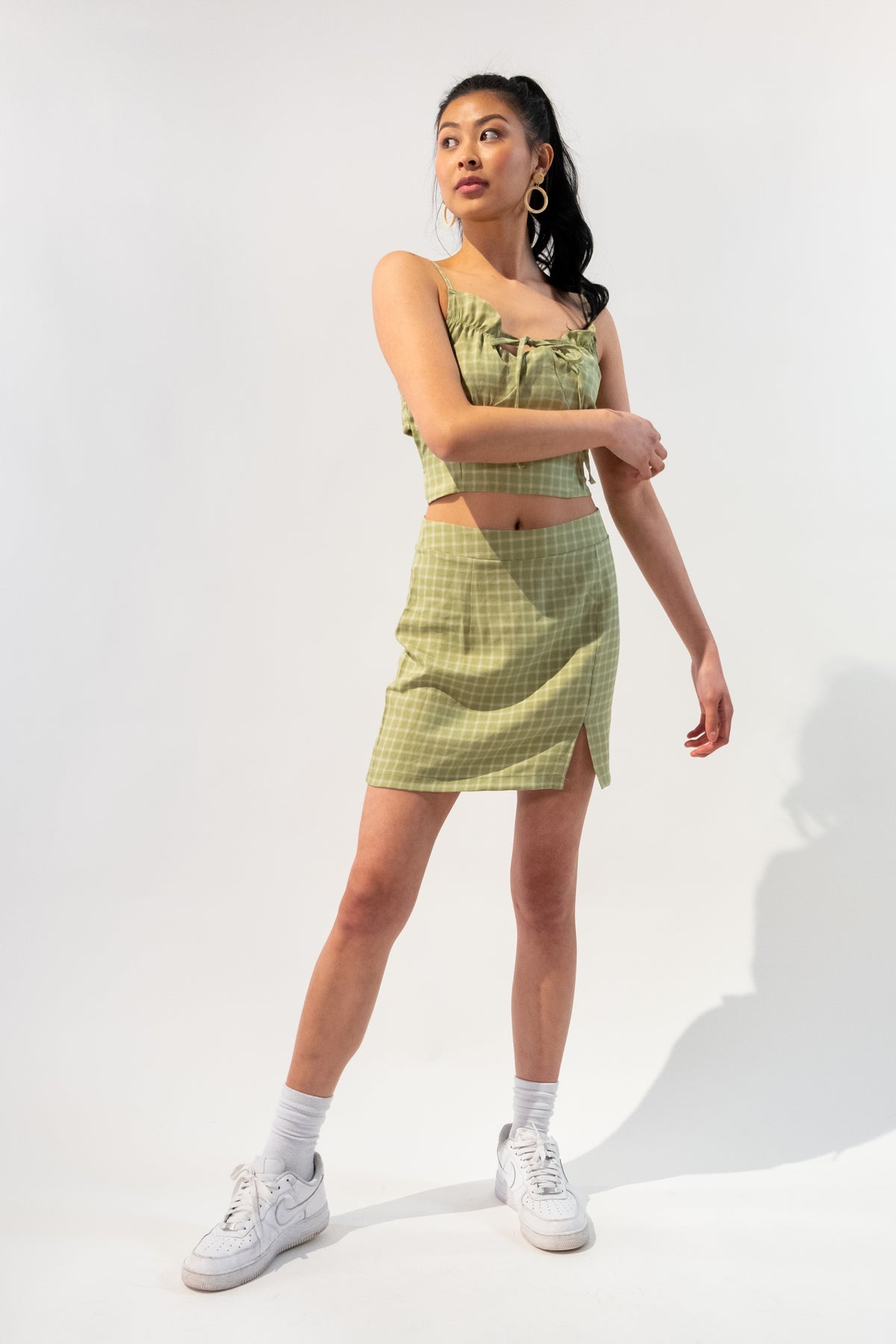 Plaid Tank Top And Mini Skirt Set