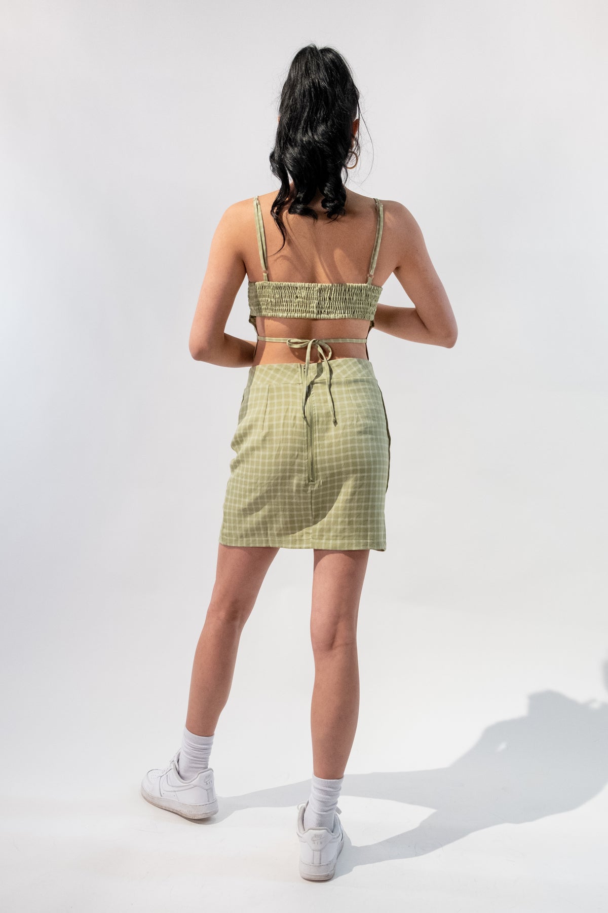 Plaid Tank Top And Mini Skirt Set