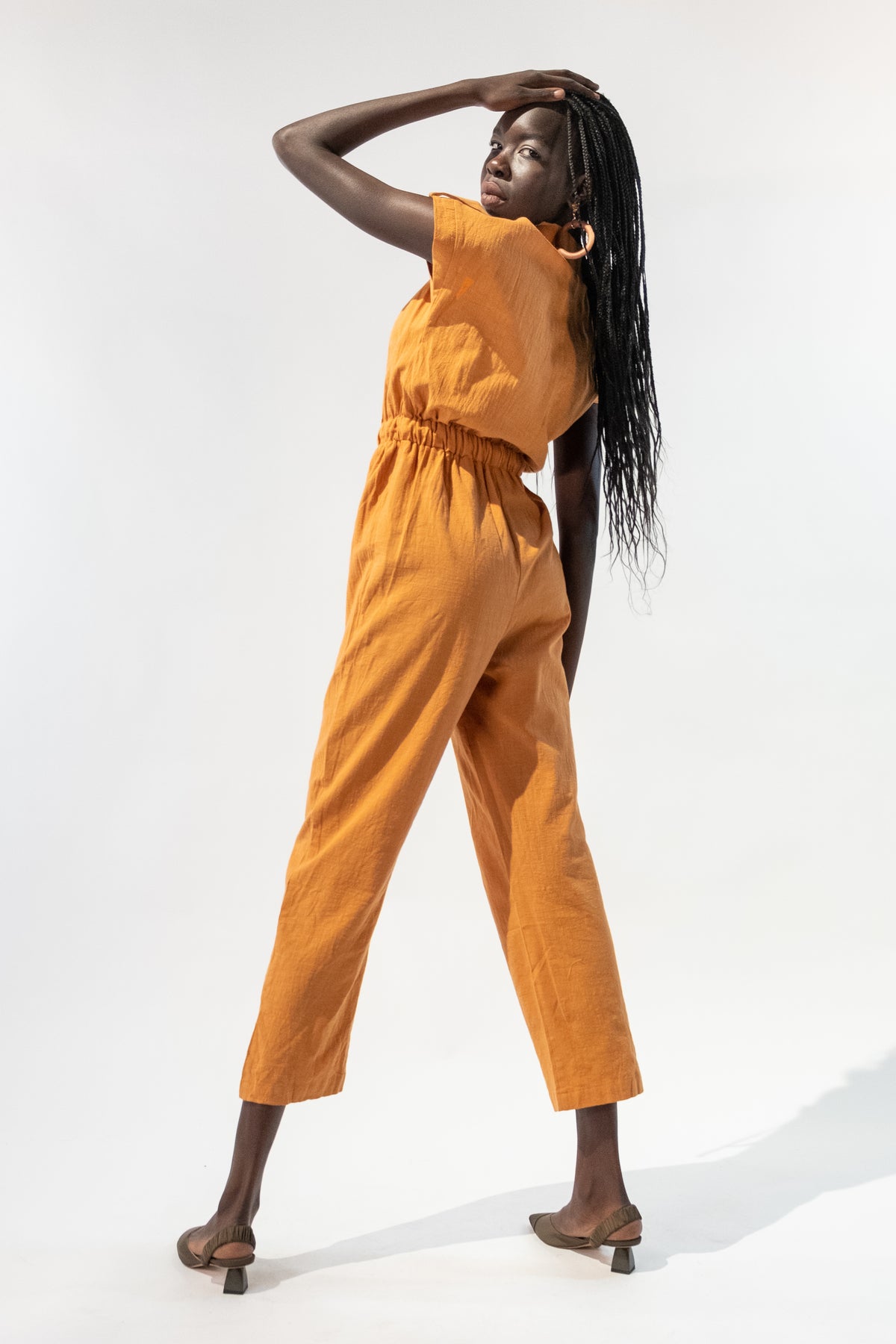 Short Sleeved Button Pants Jumpsuit