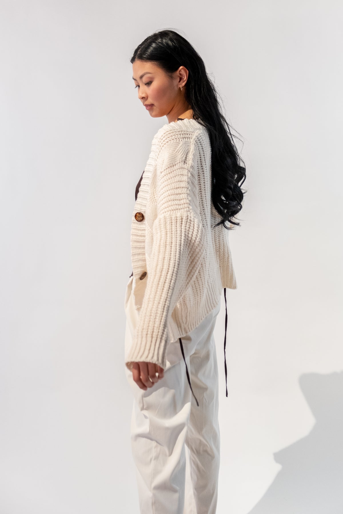 Cable Knit Button Oversized Cardigan