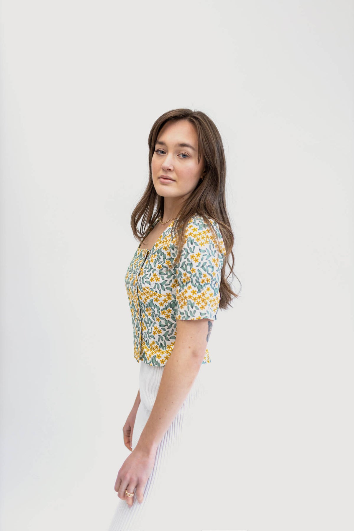 Vintage Charm Square Neck Blouse