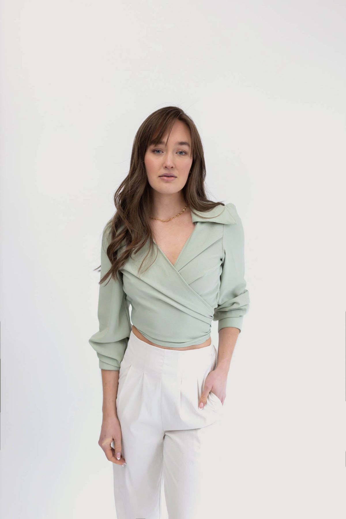 Bishop Sleeve Crop Top