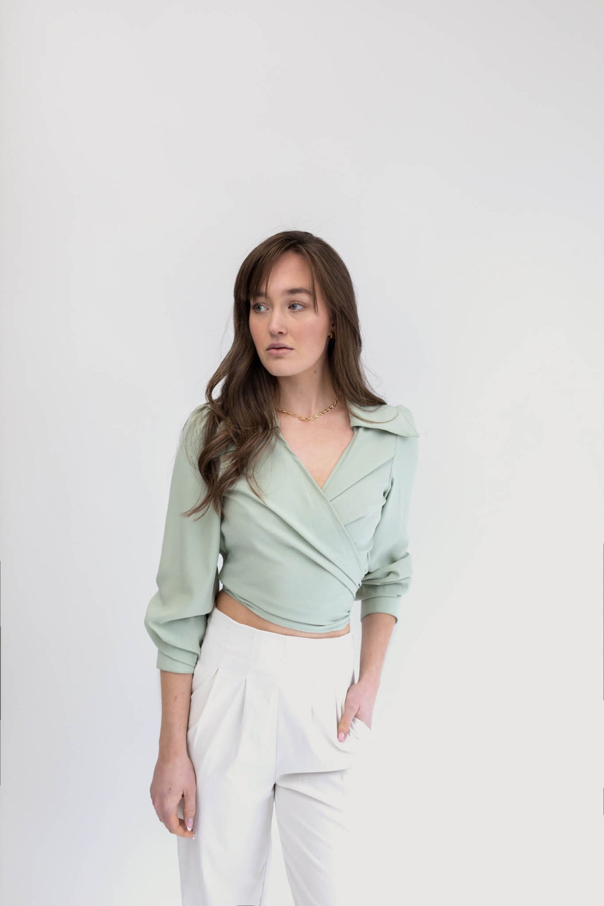 Bishop Sleeve Crop Top