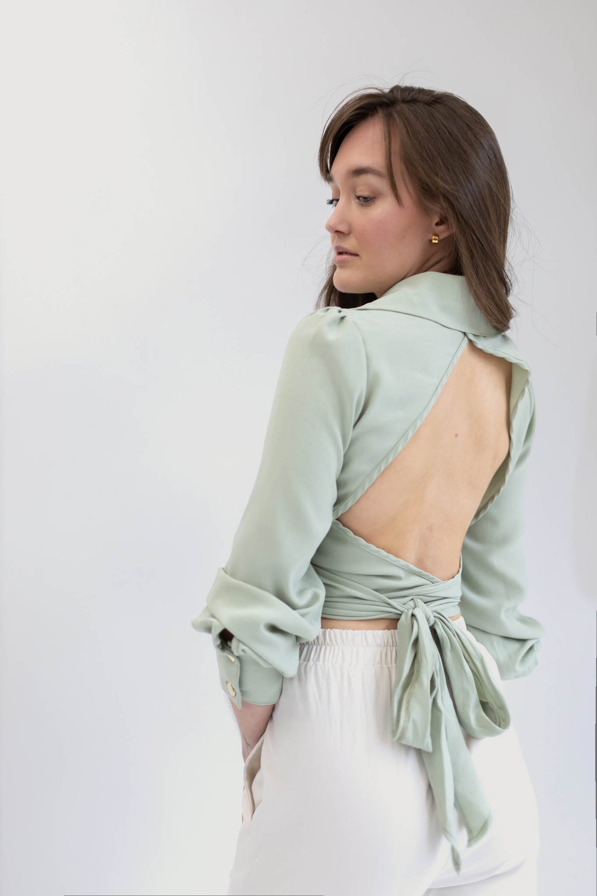 Bishop Sleeve Crop Top