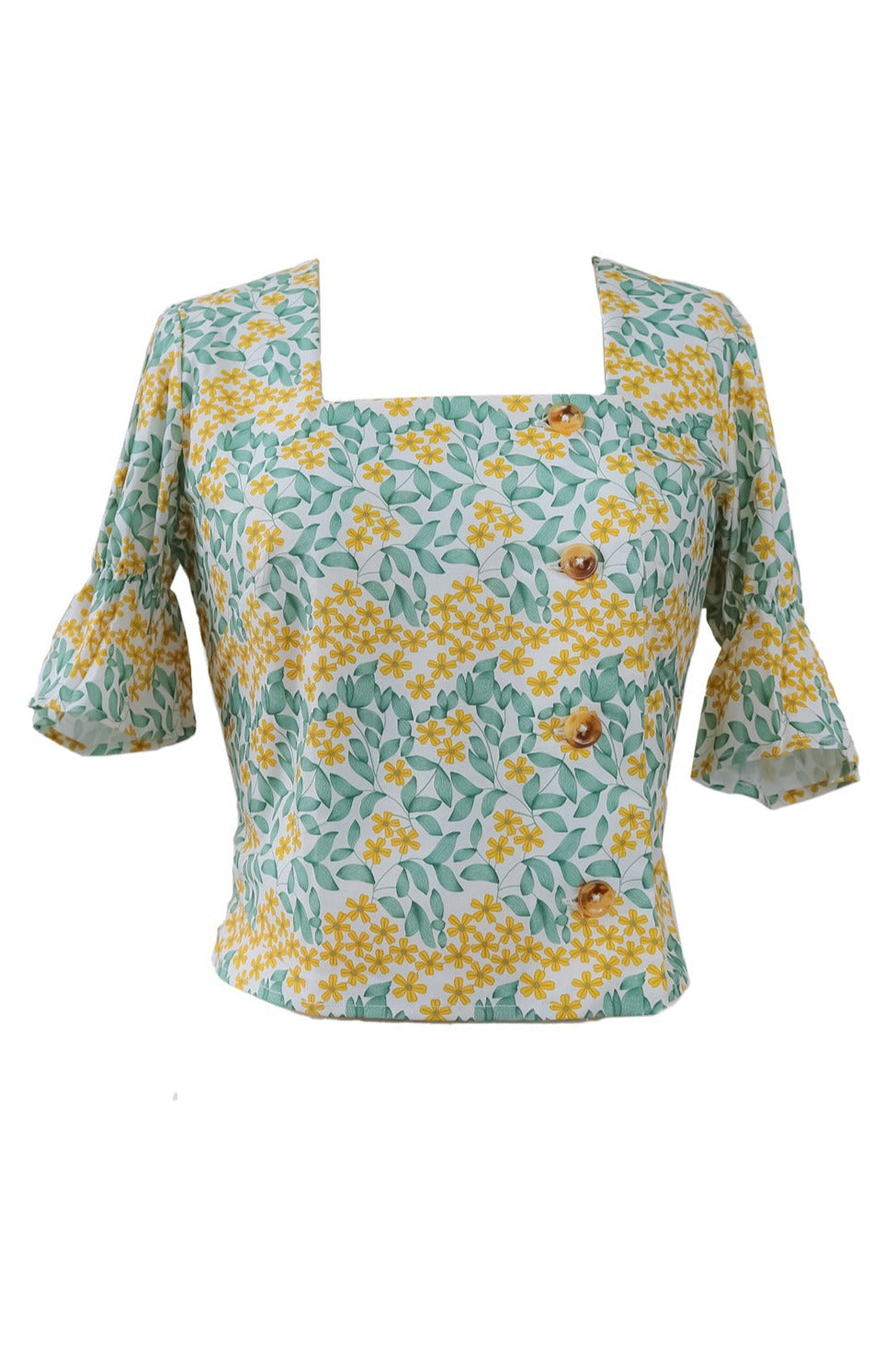 Vintage Charm Square Neck Blouse