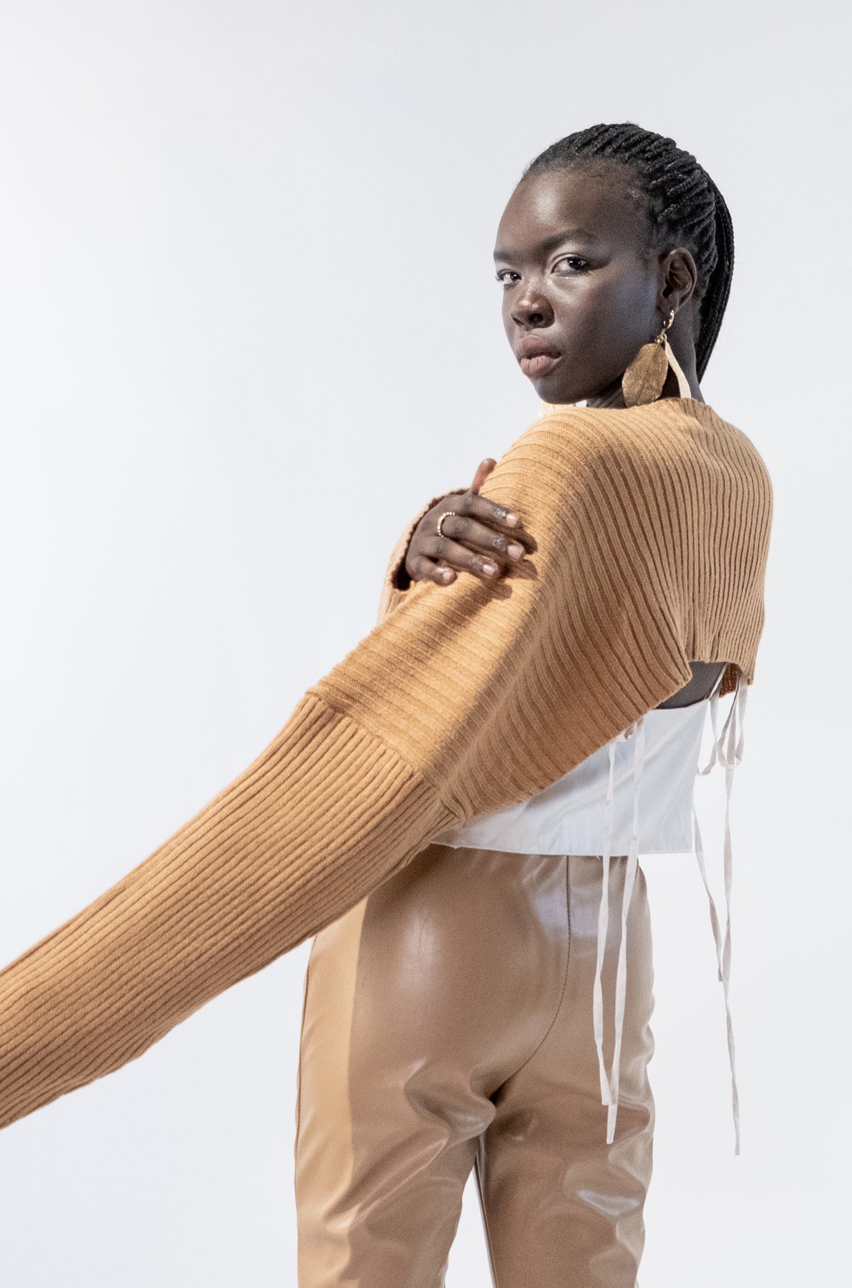 Cropped Shrugged Ribbed Cardigan