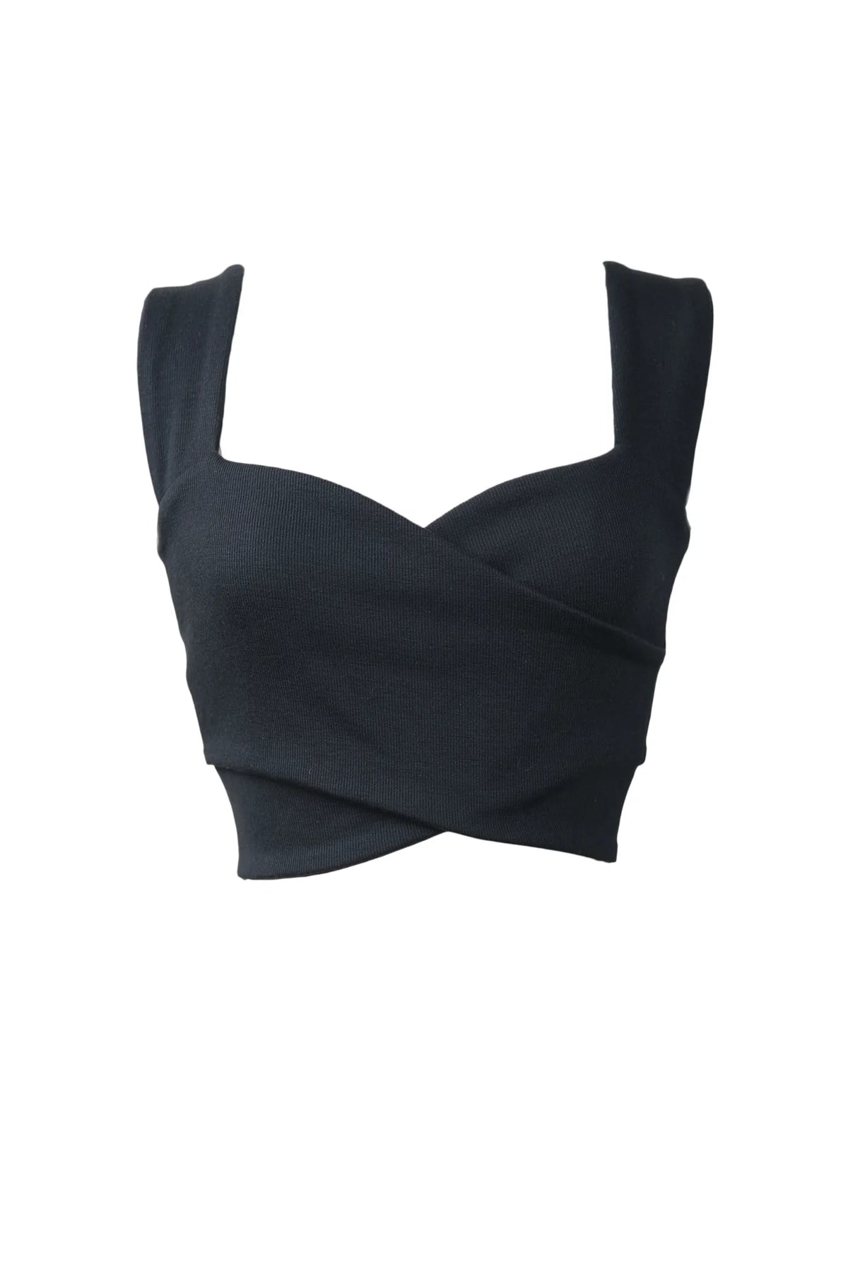 Ballet Core Cross Over Crop Top  - Black