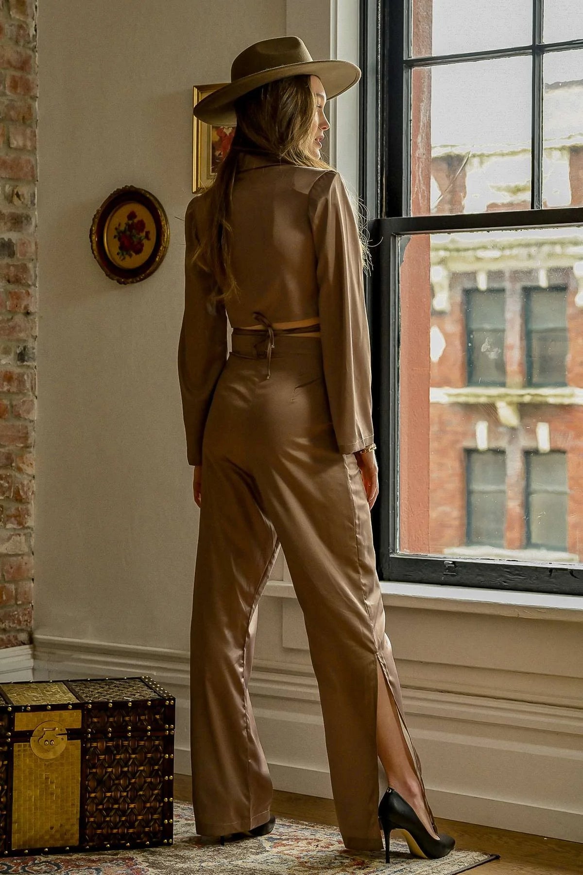 Sustainable Wide Leg Satin Pants