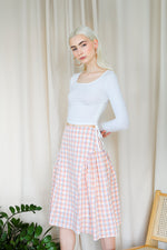 Plaid Sweetheart Mid-waist Skirt W/ Side Flares