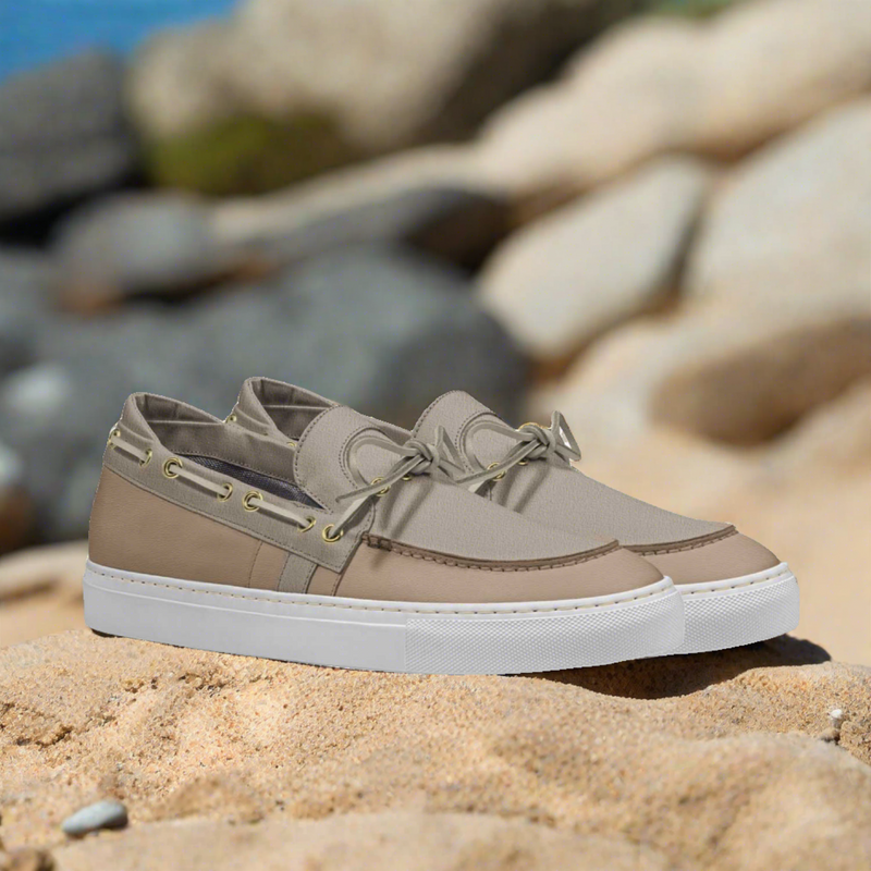 Seaside Chic Beige Loafer-Style Sneakers - Made in Italy