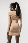 Long Sleeves Ribbed and Ruched Dress