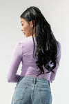 Ribbed Long Sleeves Top w/ Ruched sides