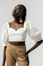 Cropped Sweetheart Neckline Blouse