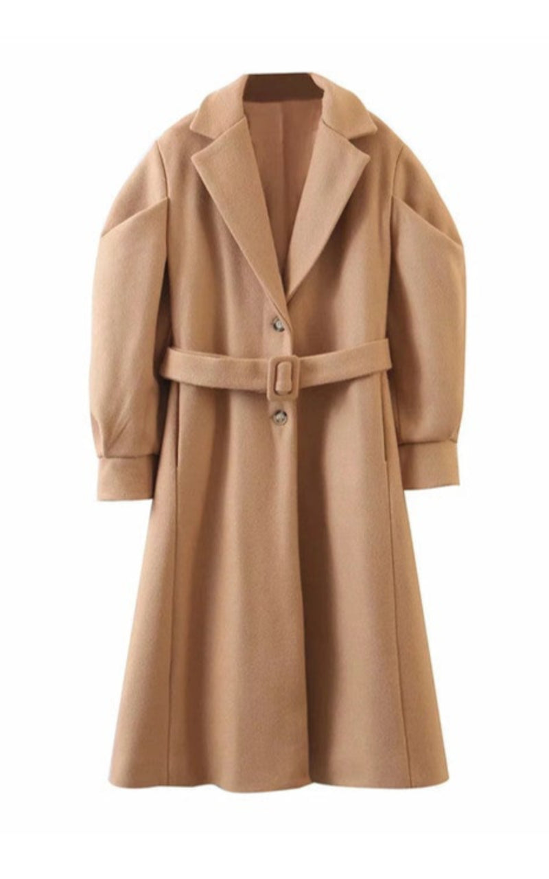 Oversized Puff-Sleeve Coat