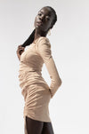 Long Sleeves Ribbed and Ruched Dress