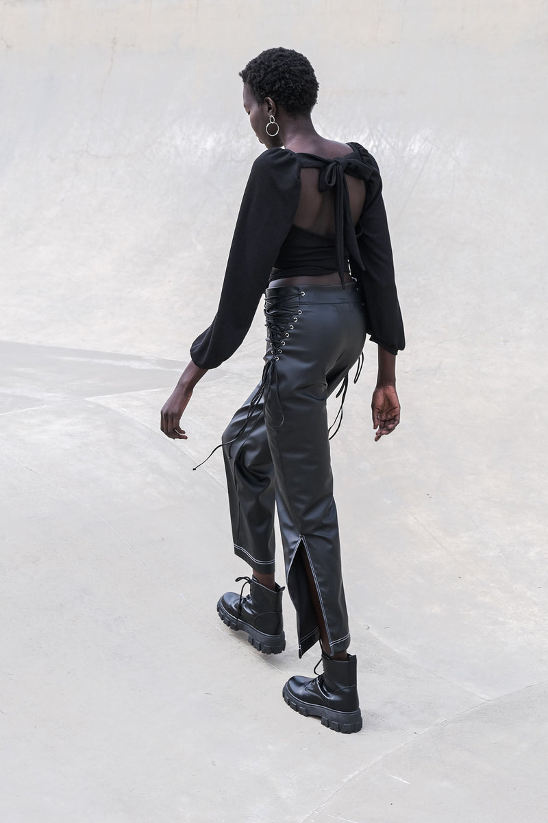 Sustainable High-rise Vegan Leather Pants