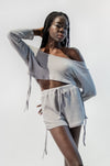Long Sleeves Cropped Top and Shorts Set
