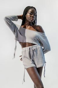 Long Sleeves Cropped Top and Shorts Set