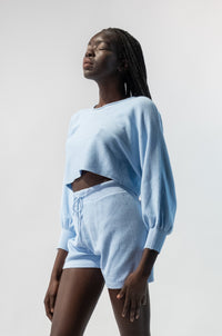 Long Bishop Sleeves Sweater and Shorts Set