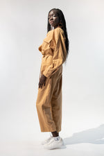 Long Sleeves Belted Jumpsuit w/ Front Pockets