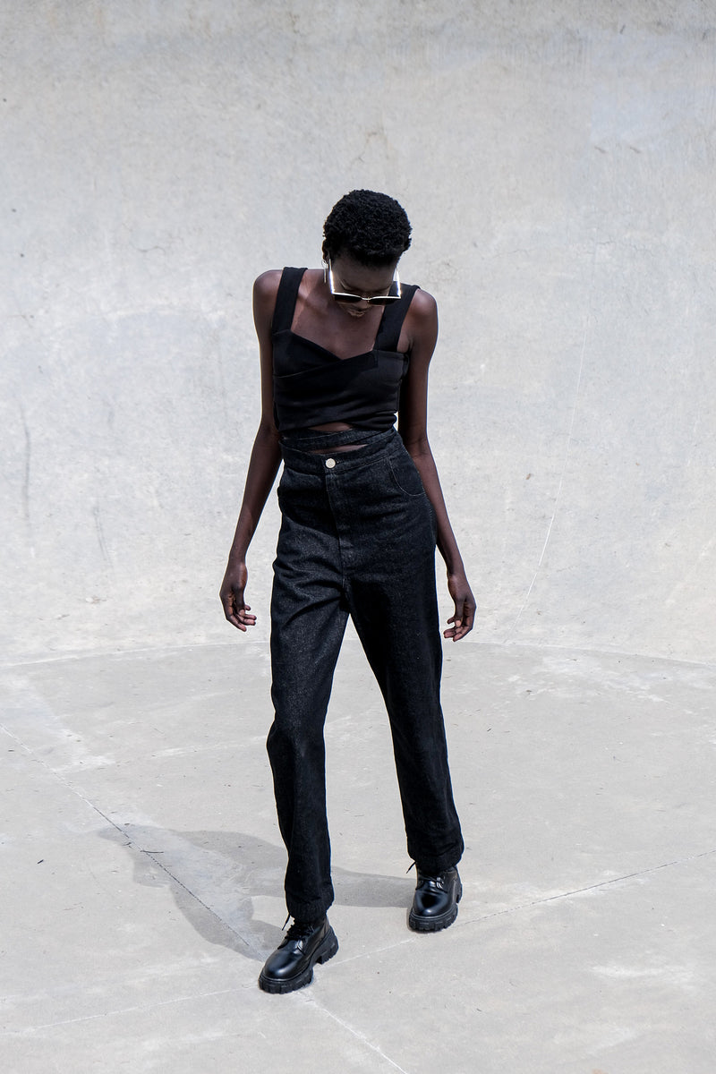 Sustainable Denim Cut Out Pants