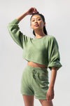 Long Bishop Sleeves Sweater and Shorts Set