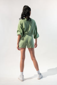 Long Bishop Sleeves Sweater and Shorts Set