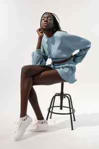 Ribbed Cropped Band Sweater w/ Shorts Set