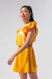 Ruffle Sleeves Skort - Dress with Lace Trims