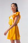 Ruffle Sleeves Skater Dress W/ Lace Trims