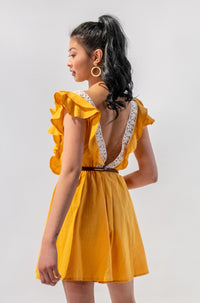 Ruffle Sleeves Skort - Dress with Lace Trims