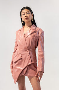 Leather Oversized Blazer w/ Waist Belt