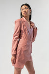 Leather Oversized Blazer w/ Waist Belt