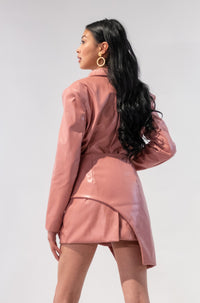 Leather Oversized Blazer w/ Waist Belt