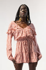 Long Sleeves Ruffles and Gathers Dress