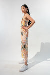 Ruffle Straps Patterned Jumpsuit