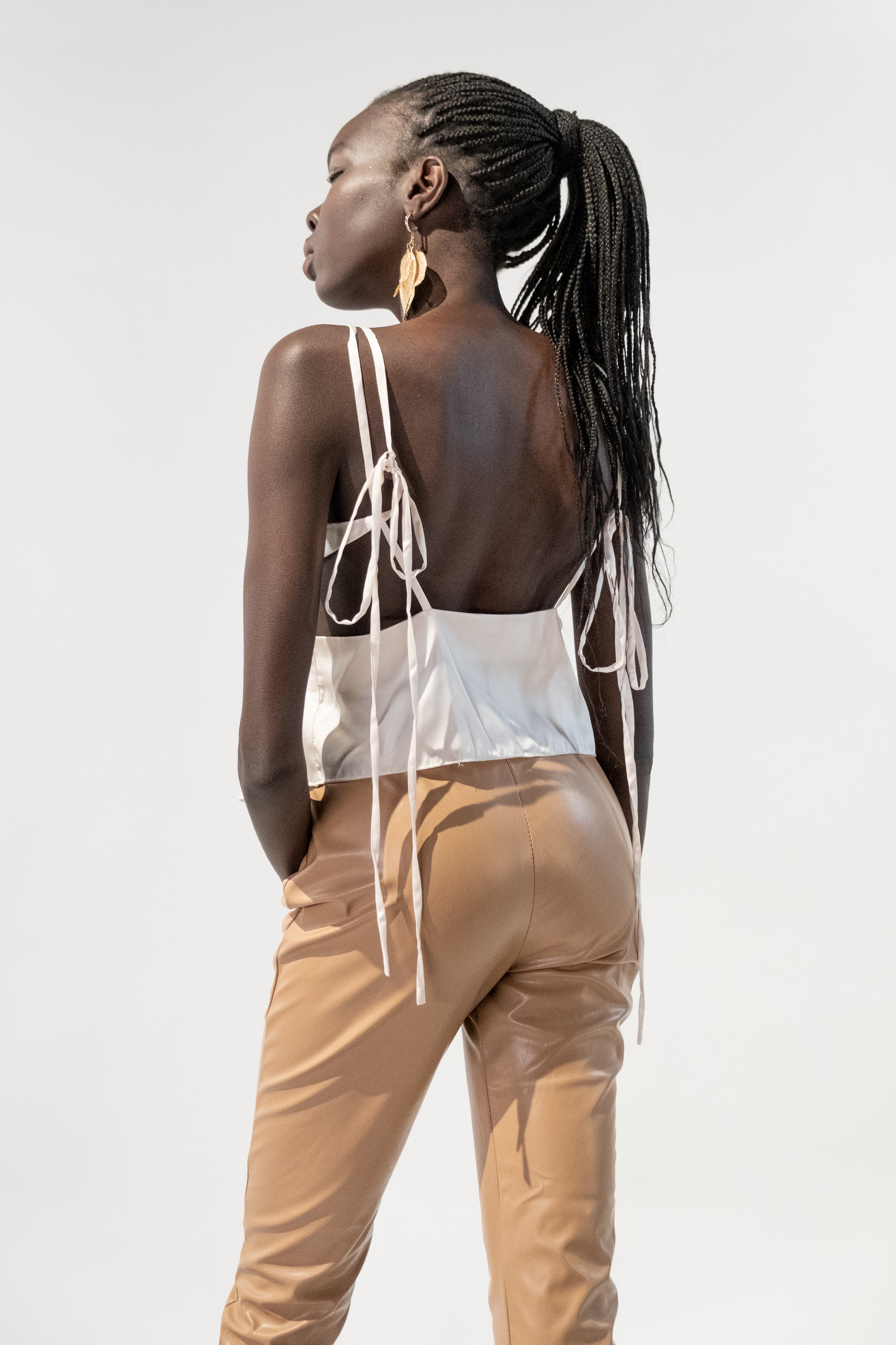 Asymmetrical Satin Tank Top With Long Straps