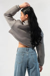 Mock Neck Oversized Cropped Jacket