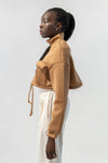 Mock Neck Oversized Cropped Jacket
