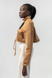 Mock Neck Oversized Cropped Jacket