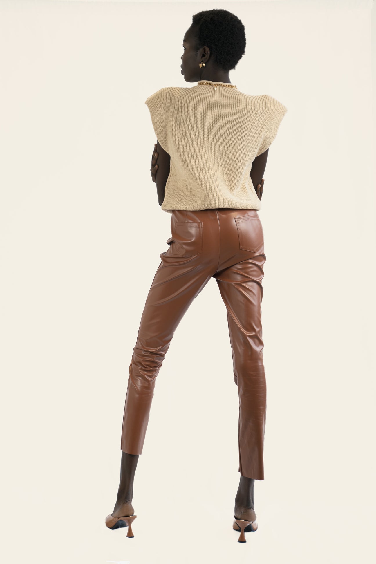 Chic Vegan Leather Front Slit Leg Pants – TheTrendApparel.com