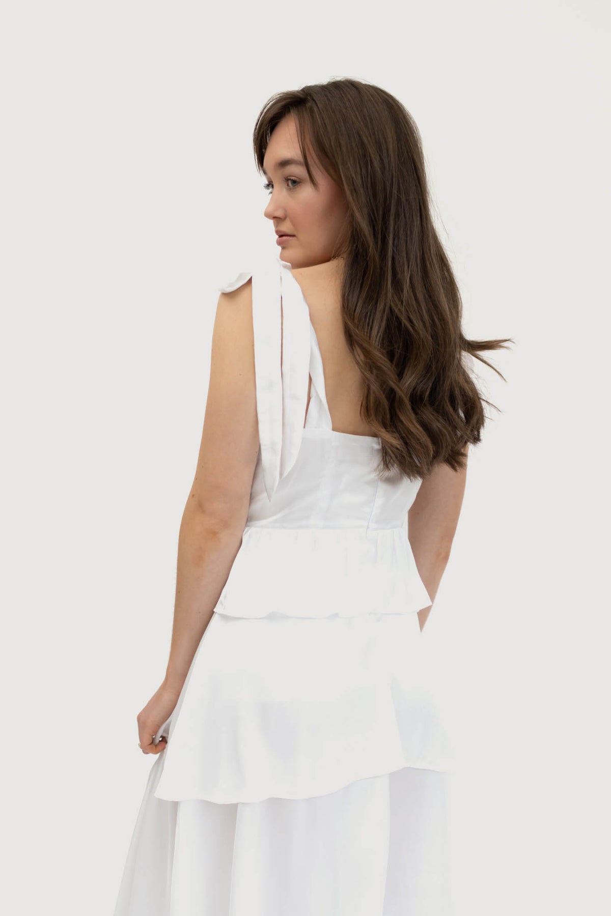Florence Tiered Ruffle Midi Dress White