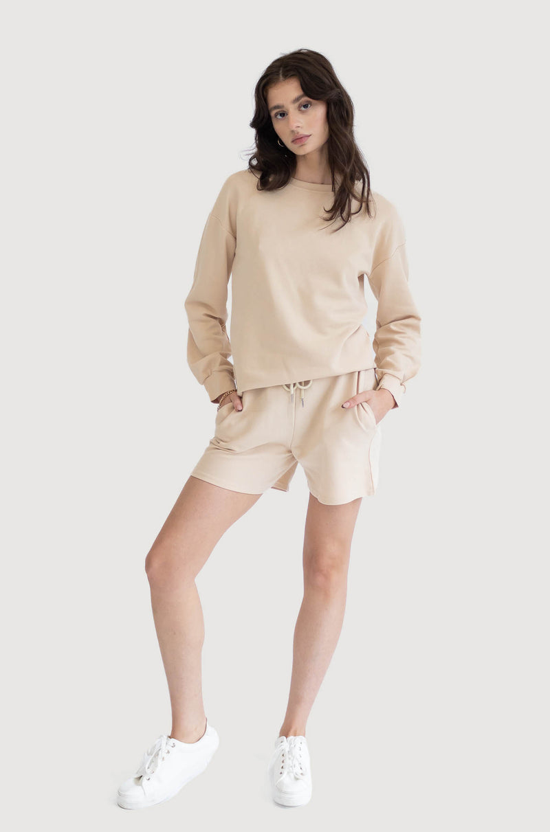 Relaxed Fit Sweater and Shorts Set