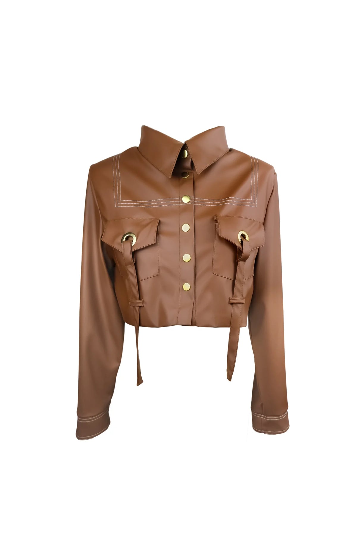 Sustainable Cropped Vegan Leather Jacket