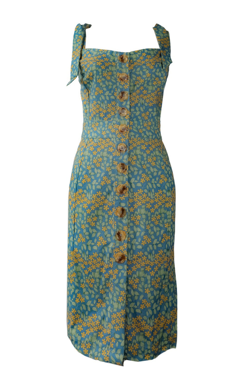 Margarita Sundress in night blue floral print. 