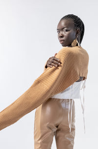 Cropped Shrugged Ribbed Cardigan