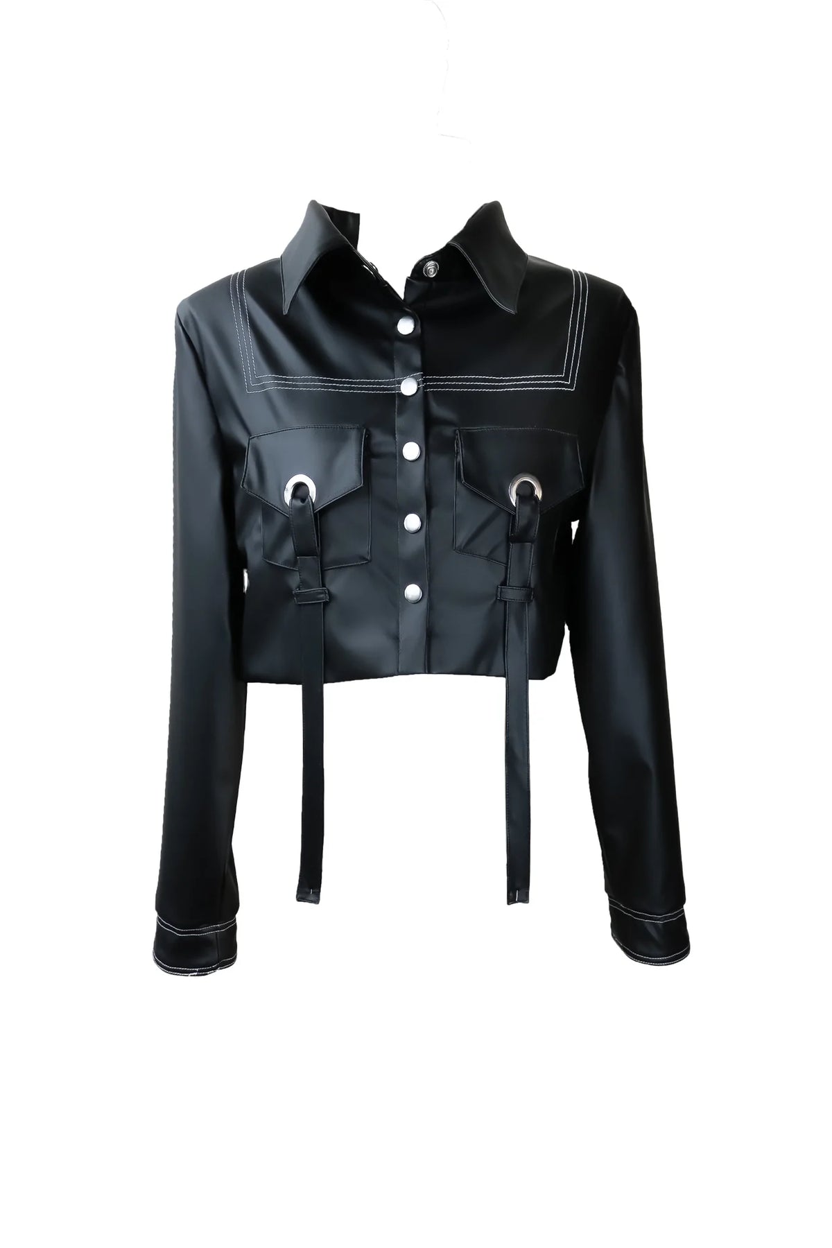 Sustainable Cropped Vegan Leather Jacket