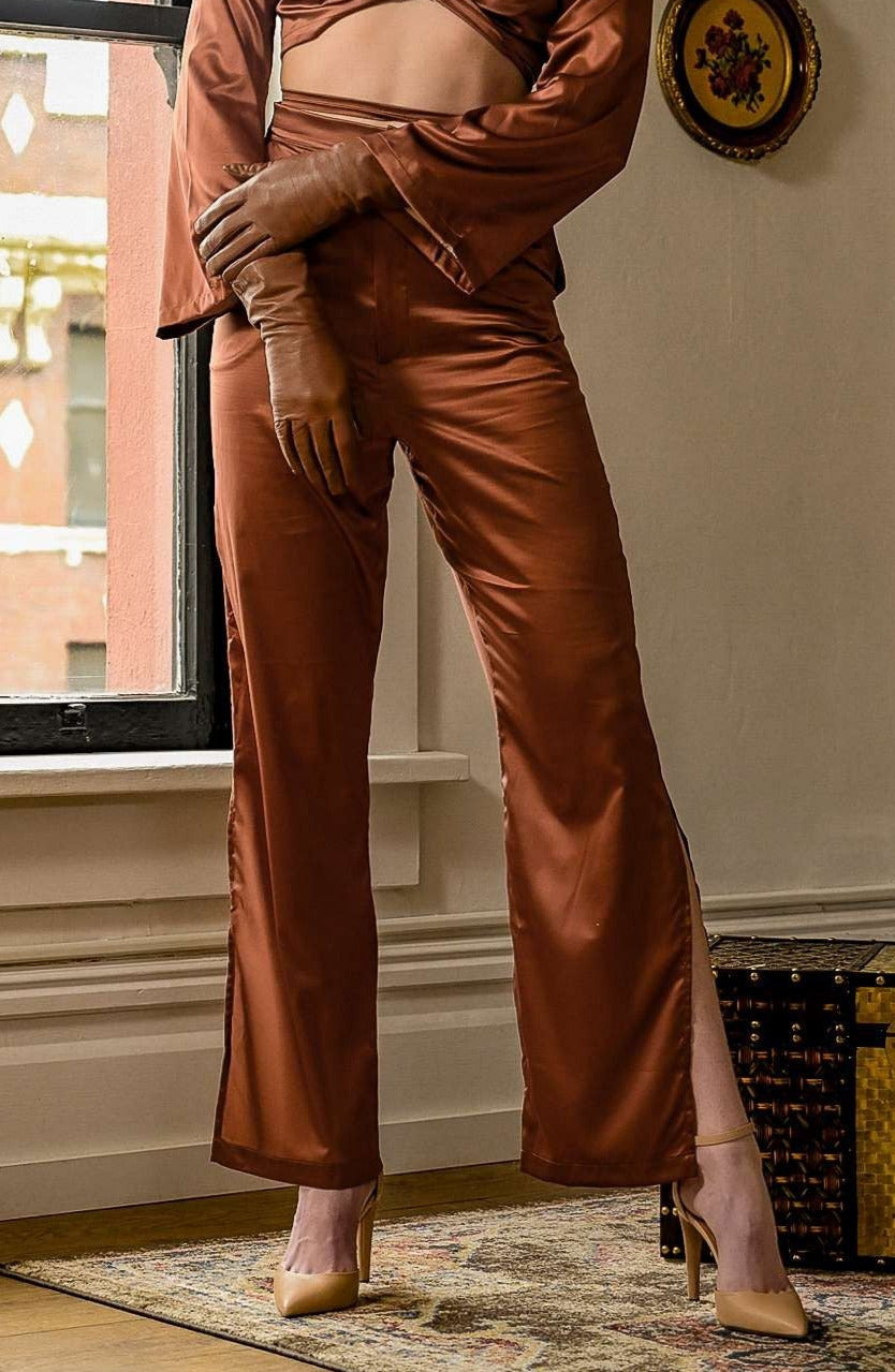 Sustainable Wide Leg Satin Pants